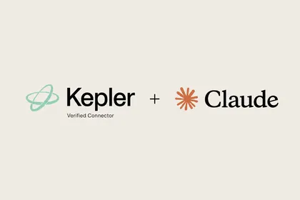 The Kepler and Claude logos side by side on a cream background, with Kepler marked as a verified connector.